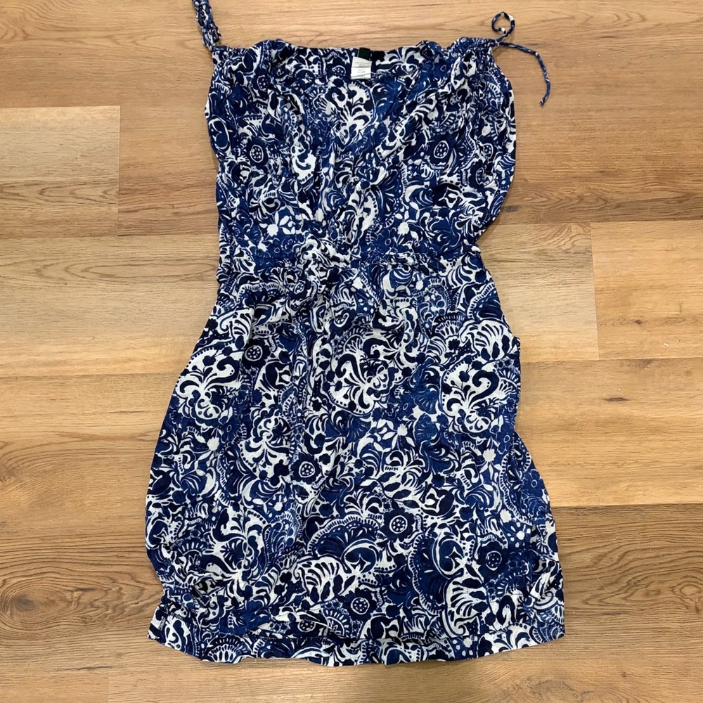 Lauren Ralph Lauren Navy and White Paisley Cotton Dress size L